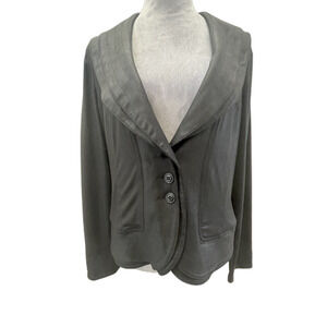 Clara Sun Woo Liquid Leather Black Jacket Womens Size L Long Sleeve Blazer